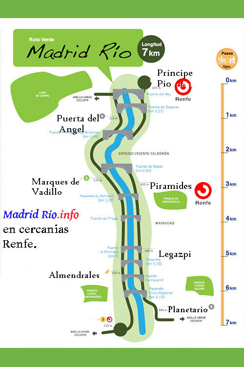 Plano de las paradas de cercanías renfe en madrid rio